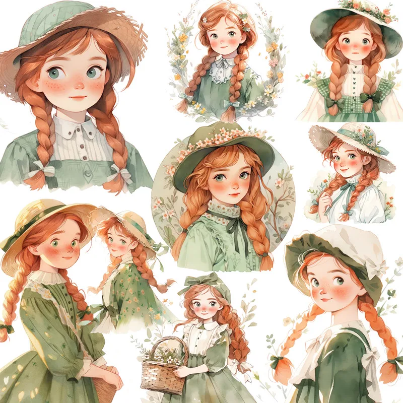 

20Pcs/Pack Double Ponytail Girl Sticker DIY Craft Scrapbooking Album Junk Journal Decorative Stickers