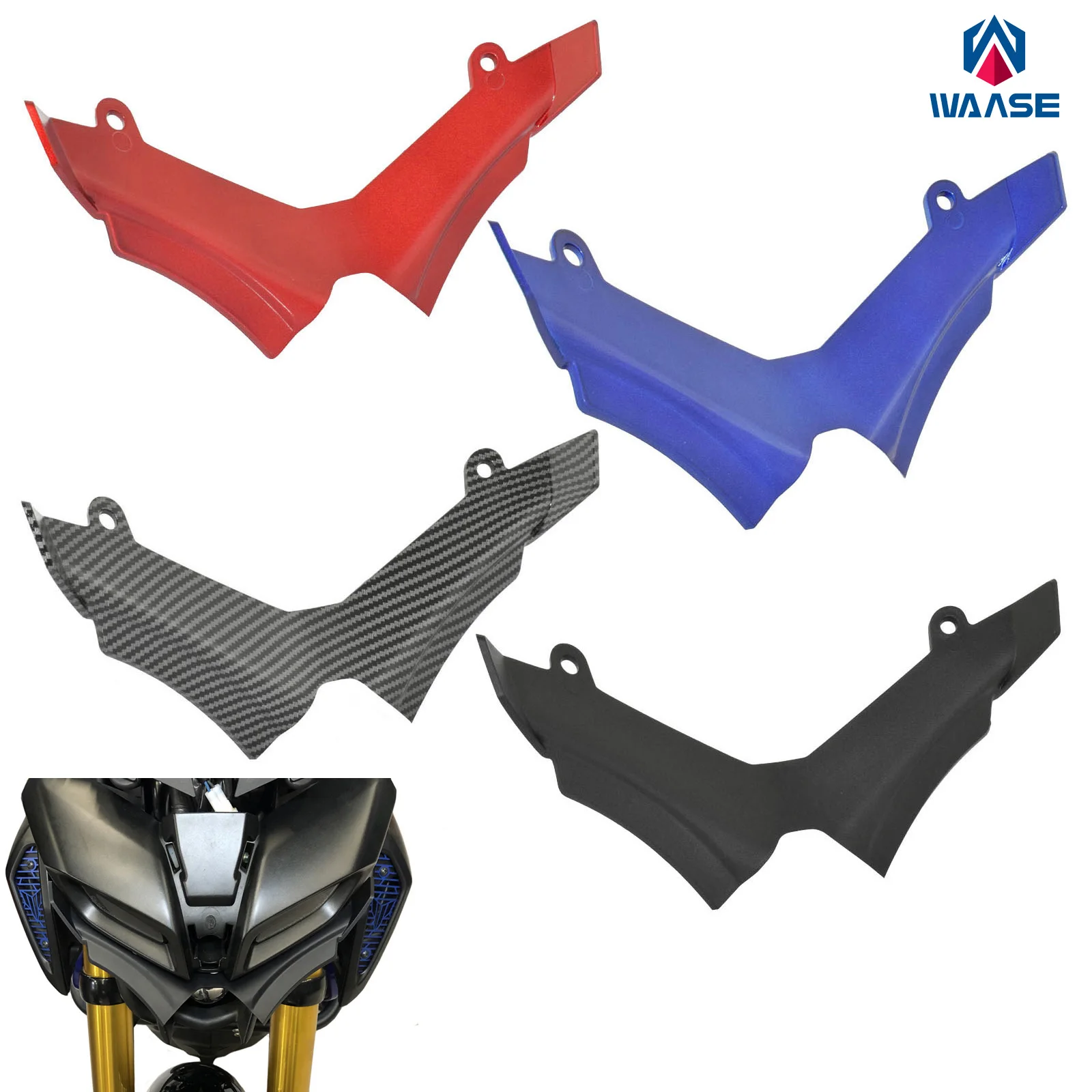 

WAASE Motorcycle Front Wheel Fender Beak Lip Nose Cone Wing Extension Cover Extender Cowl For YAMAHA MT125 MT-125 2020 2021 2022