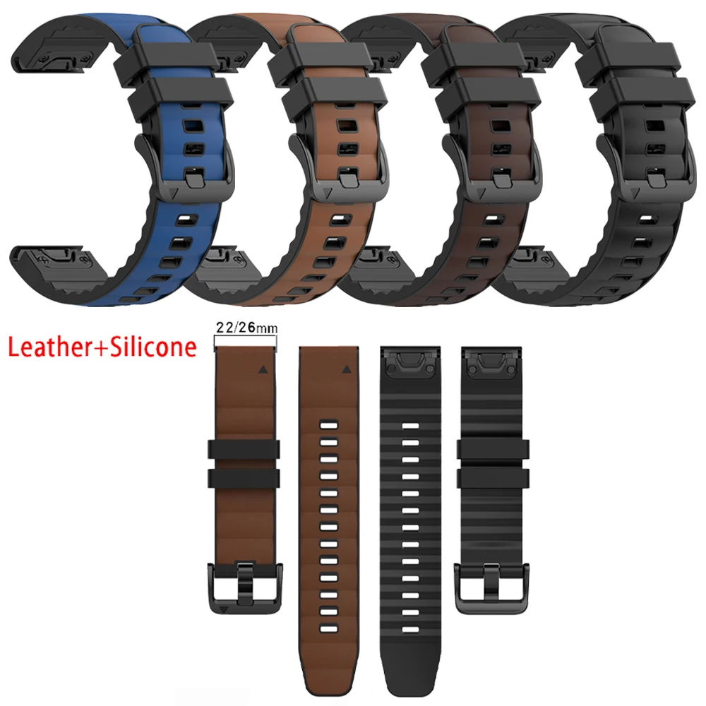 Premium Leather & Silicone Strap for Garmin Smartwatches - QuickFit Sports Band