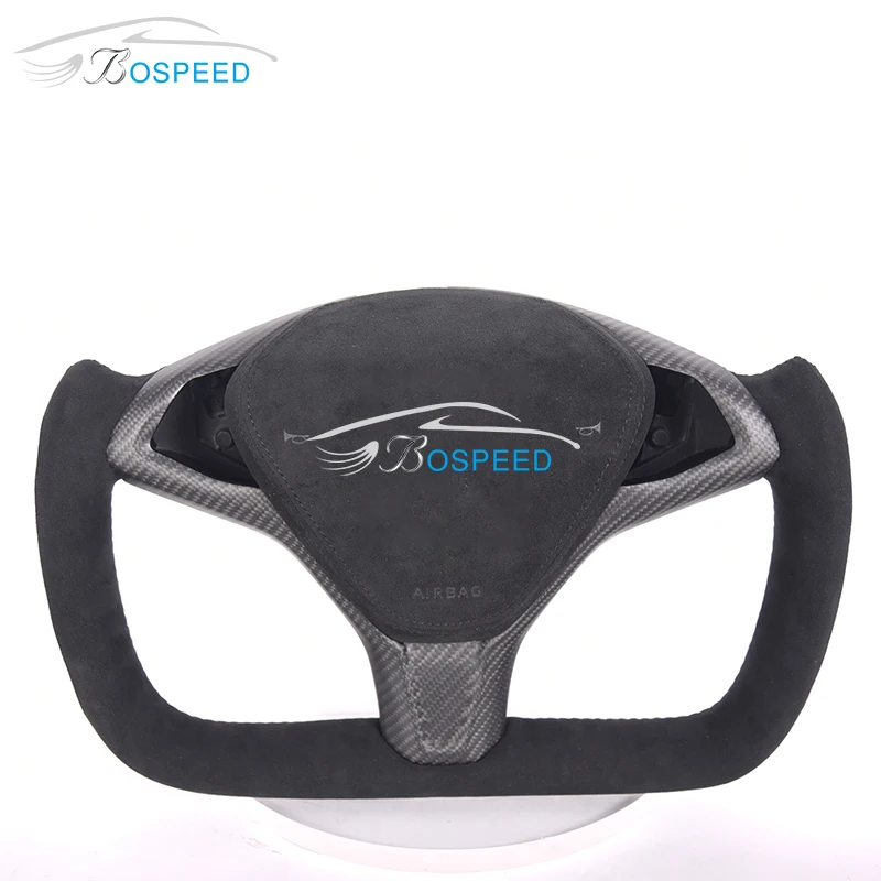 Car Steering Wheel For Tesla Model S X Y 3 Yoke Plaid Black Alcantara