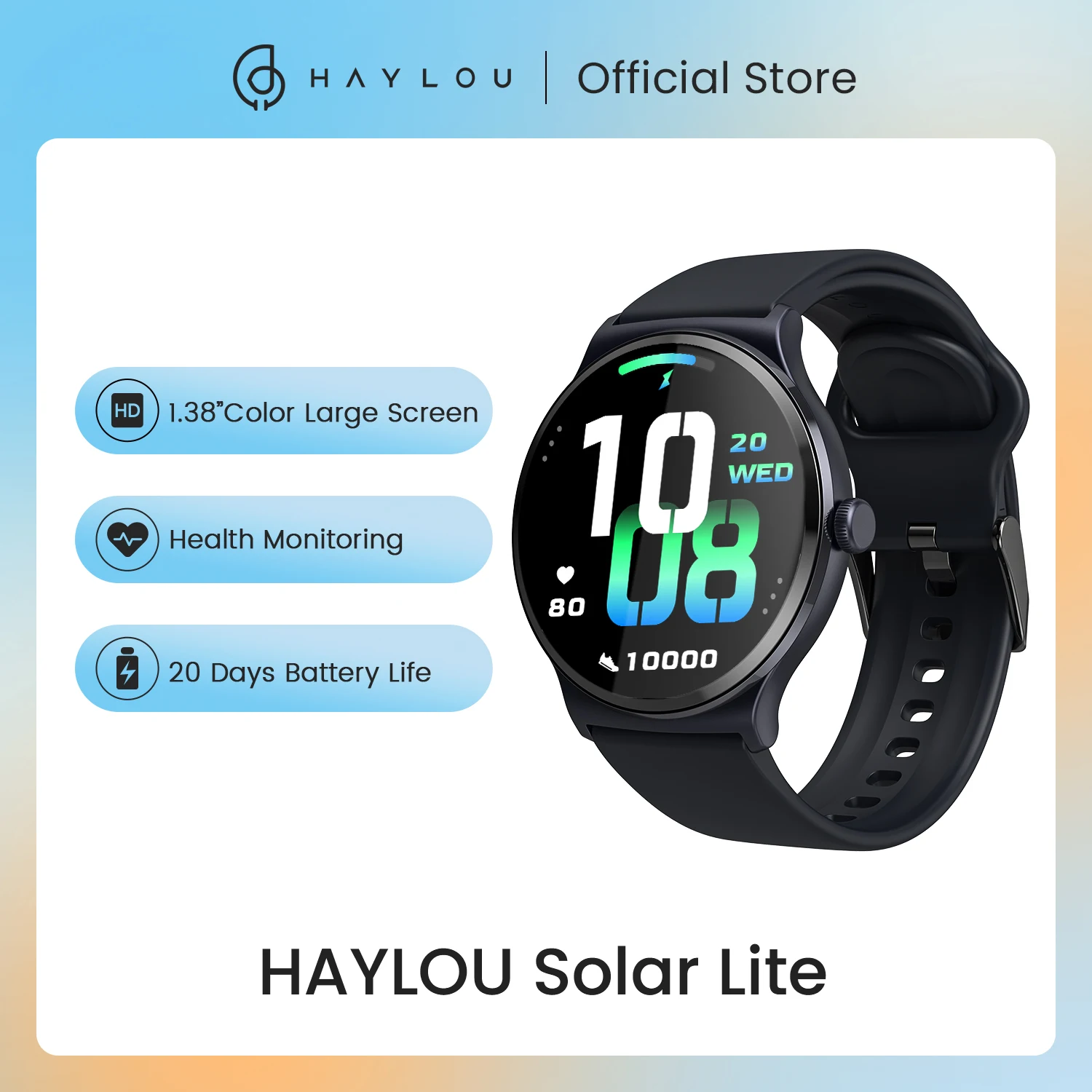 Haylou Solar Lite Smart Watch 100 + Trainingsmodi Smartwatch Hartslag Bloedzuurstof Monitoring