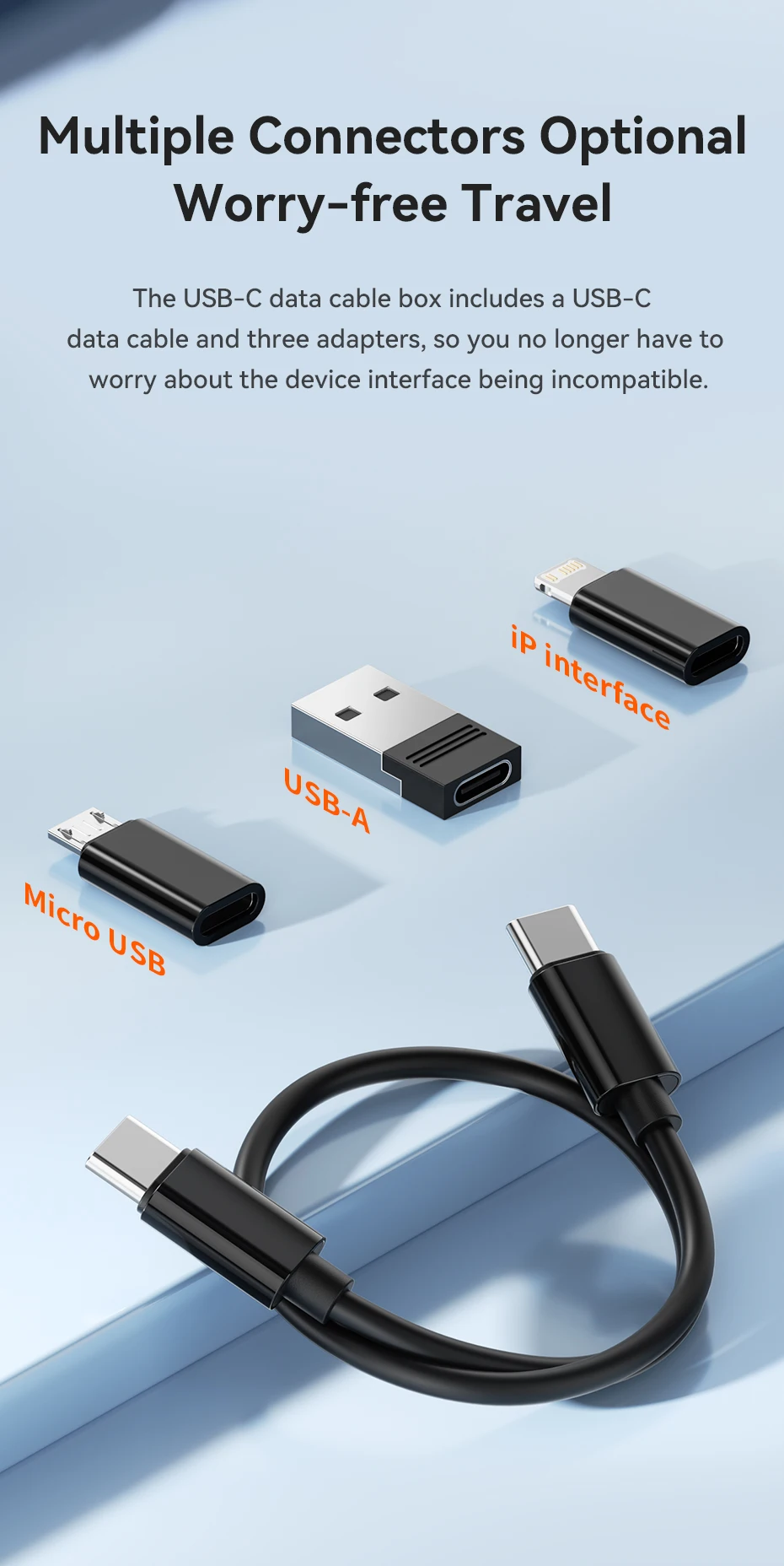 60W USB Type C To USB C Cable 4 In 1 Mini Data Cable Set Storage Box Fast Charging Charger Mobile Phone Holder For Xiaomi Huawei