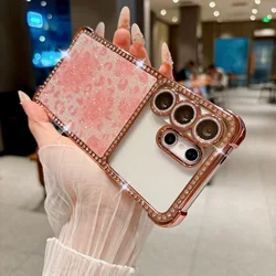 Glitter Diamond Leopard Print Phone Case with Lens Protection and Plating Shockproof Cover - Galaxy S23 Ultra (Pink)