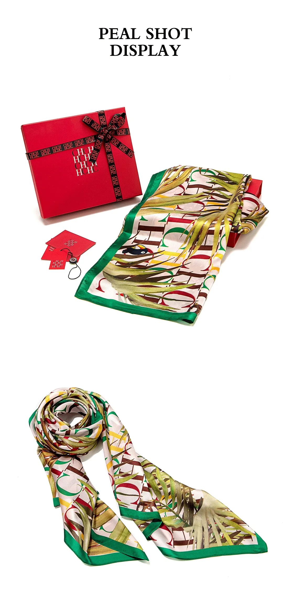 CH Luxurious Iconic Vibrant Pattern Scarf Versatile Styling Gift Box Set For Women Fashion Accessory Premium Holiday Gift