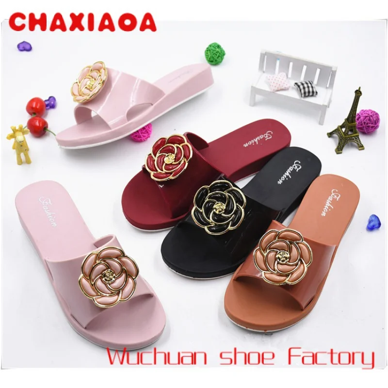 

Woman Sandals Shoes Flat Summer Sandals Women Leather Slides Round Toe Slippers Sexy Ladies Shoes Party Sandals