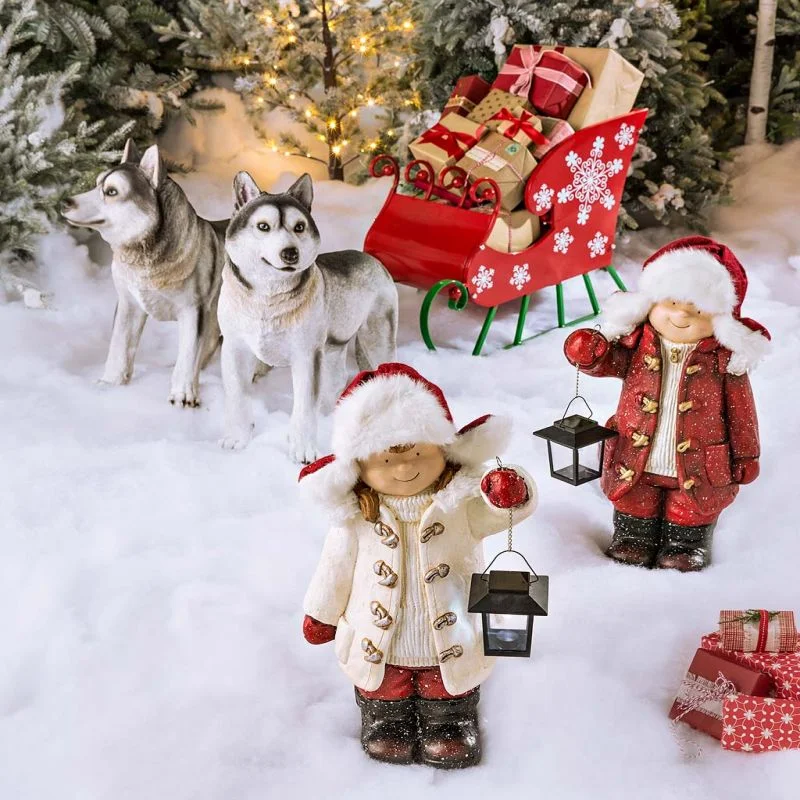 Christmas Children Lantern Figurine 2