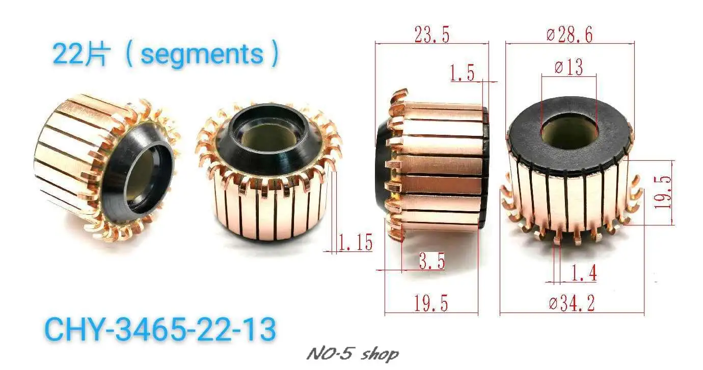 

10Pcs 28.6x13x19.5(23.5)x22P Copper Bars Electric Motor Commutator