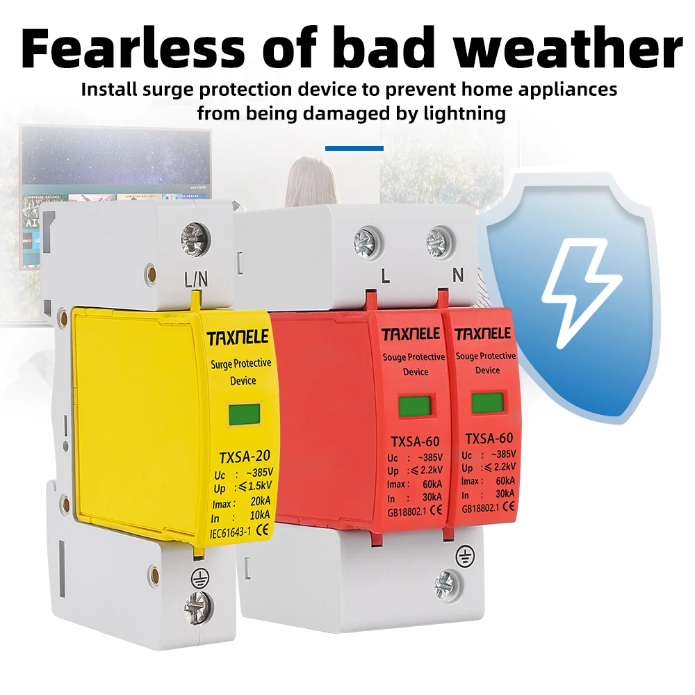 Enhanced House Lightning Surge Protector | Multi-Phase, High-Capacity Low-Voltage Arrester Device
