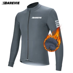 Men's Winter Thermal Fleece Long Sleeve Cycling Jersey - Soft, Warm, and Breathable Bicycle Clothing - Asian-3XL (Grey)
