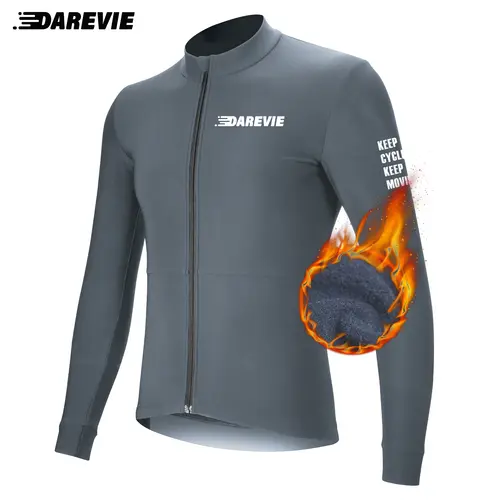 DAREVIE Cycling Jersey Winter Thermal Fleece Cycling Jersey Men Long Sleeve Hot Warm Soft Brushed Breathable Bicycle Clothing - Image 9