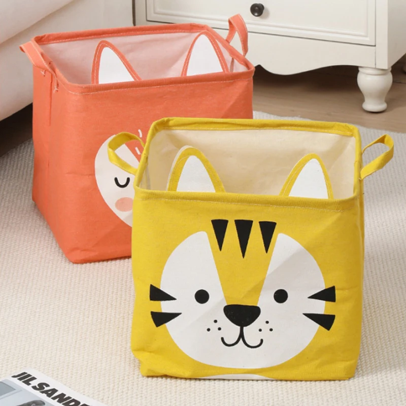 1pc Cloth Cartoon Folding Toy Storage Box Dirty Clothes Basket Large Capacity Multifunctional Storage Bag Dustproof