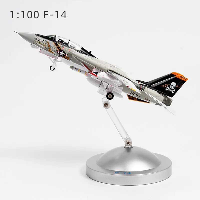 

1/100 F-14A Tomcat Metal Aircraft Model Kit with Stand VF-84 Jolly Rogers Die-Cast Alloy Fighter Model Jet Replica Pre-Productio