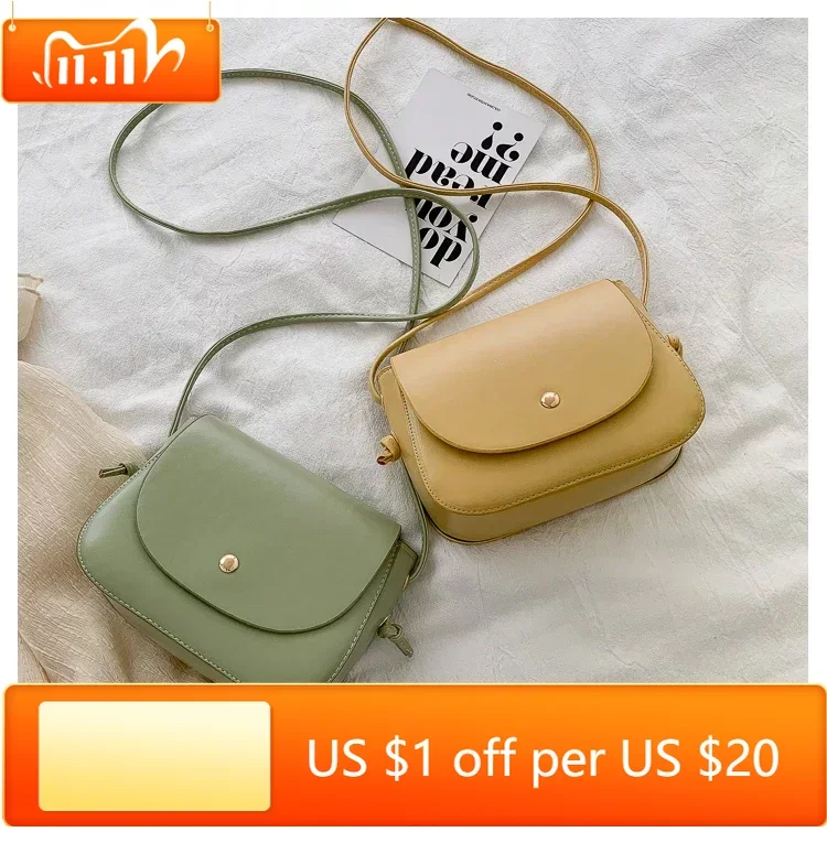 

New Arrival Women Simple Shoulder Bag Candy Color PU Leather Ladies Small Square Crossbody Bags Female Handbags Torebki Damskie