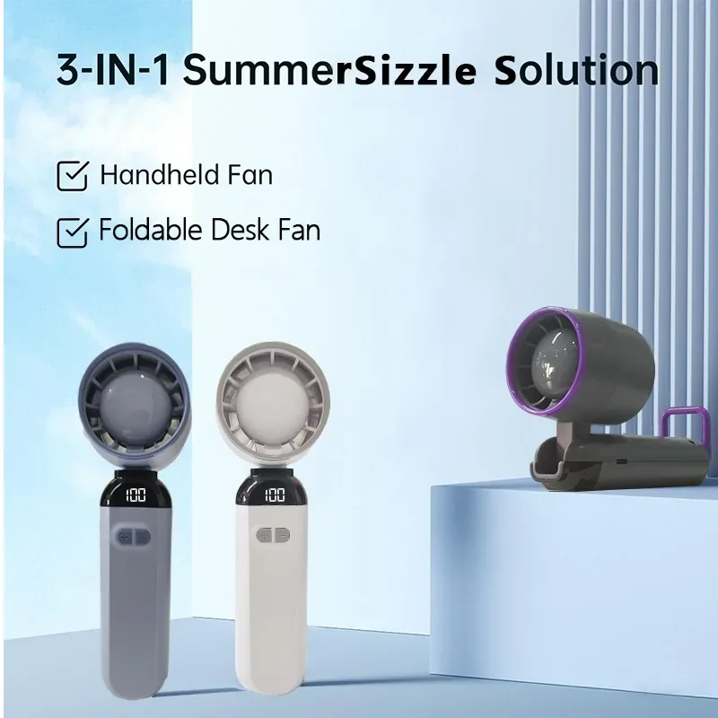 Foldable Handheld Fans Portable Cooling Fan 100-Speed Wind Rechargeable Turbo Fan for Outdoor Travel Camping