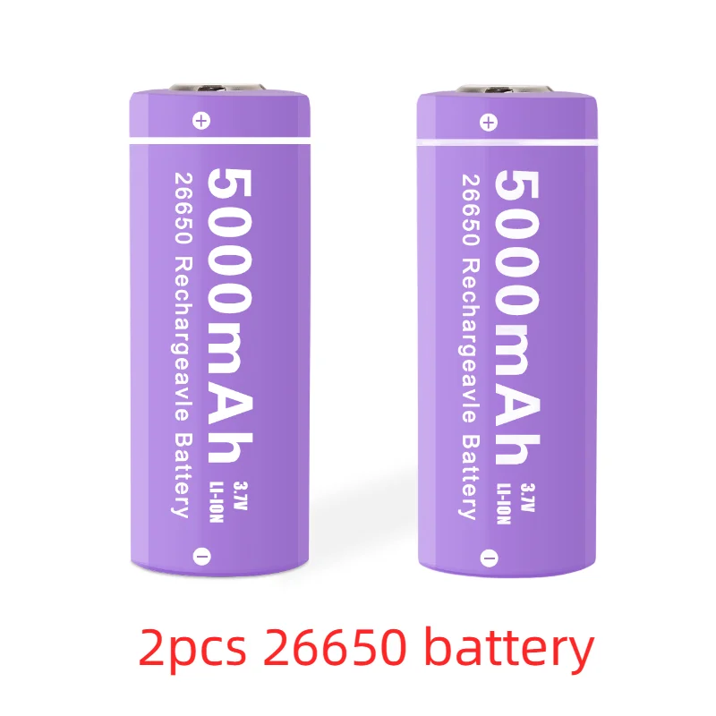 26650 Rechargeable Lithium Battery 3.7V 5000mA Suitable for APLOS Flashlight Torch