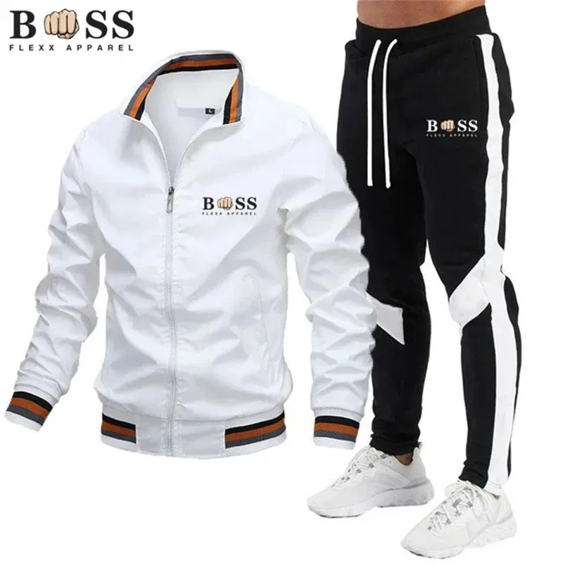 2024 Men's Clothing Spring and Winter Sports Gym set Zipper long-sleeved blazer + jogging pants High quality 2-piece set