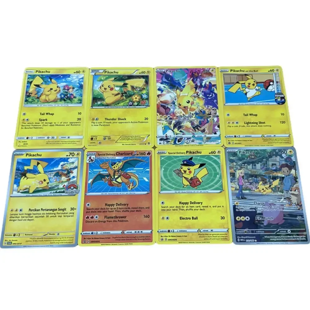 

Pokemon Ptcg 8PCS English Version DIY Self Made Classic Single Flat Cards Anime Cartoon Game Collection Cards Gift Toys