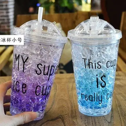 Mini Fresh Letters Summer Ice Cups Ice Cups Come With Straws Subnet Red Ins  Water Cups Plastic Crushed Ice Cups - AliExpress