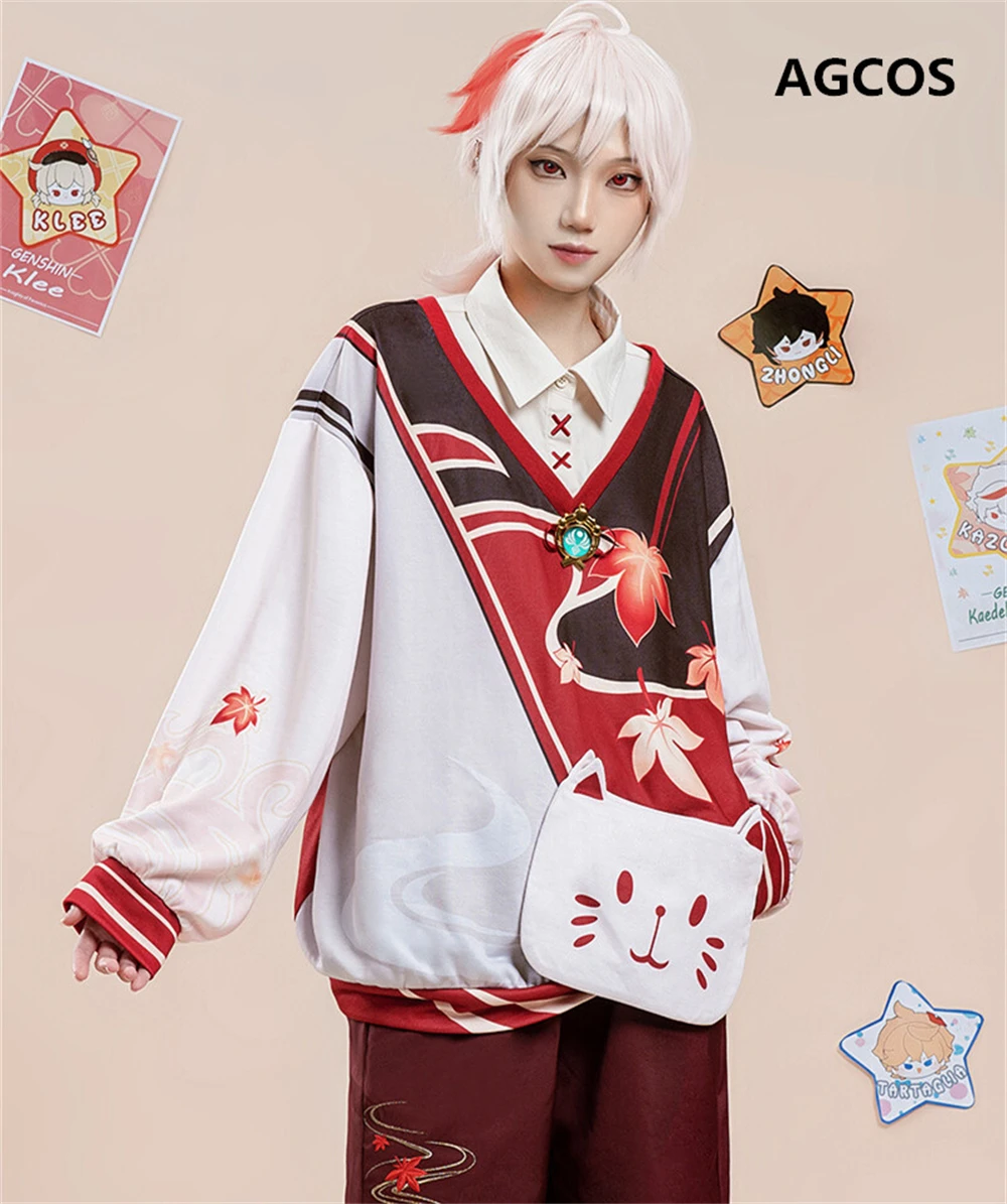 

AGCOS Game Genshin Impact Kaedehara Kazuha Doujin Cosplay Costume Genshin Impact Winter Sports Casual Sweater Coat