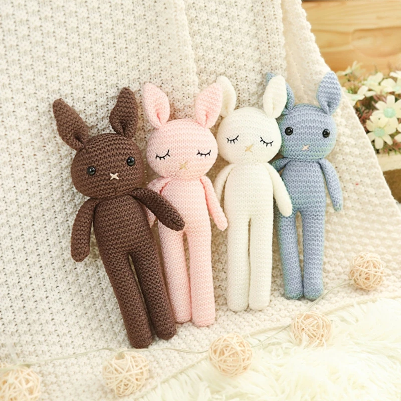 New Crochet Plush Rabbit Dolls Baby kawaii Bunny Monkey Stuffed Toys Kids Sleeping Doll for Girls Boys Christmas Gift Room Decor