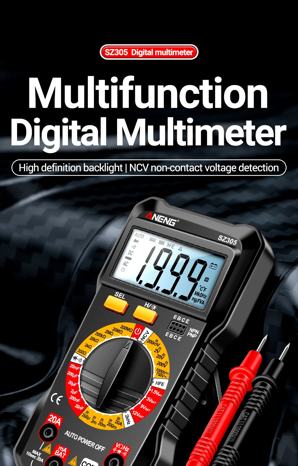 SZ305 Multimeter Capacitor Testers Professional 1999 Counts Smart Voltmeter  AC/DC Votage Current Resistance Ohm Test Tools With Box - Red : Buy Online  at Best Price in KSA - Souq is now