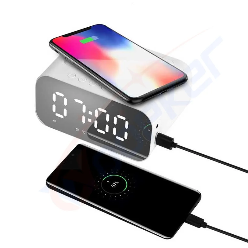 Multifunction 15W Wireless Charger 5W Speaker Display Night Light Alarm Clock 20