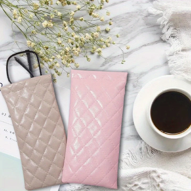 Custodia Portatile per Occhiali con Chiusura Automatica a Pressione, Astuccio in Pelle PU per Occhiali, Sacchetto per Occhiali con Molla a Pressione - immagine 5