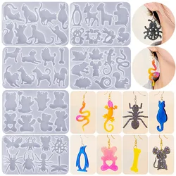 DIY Crystal Epoxy Resin Mold Multiple Animal Shape Mirror Earring Pendant Silicone Mould Spider Snake Shape Keychain Pendants
