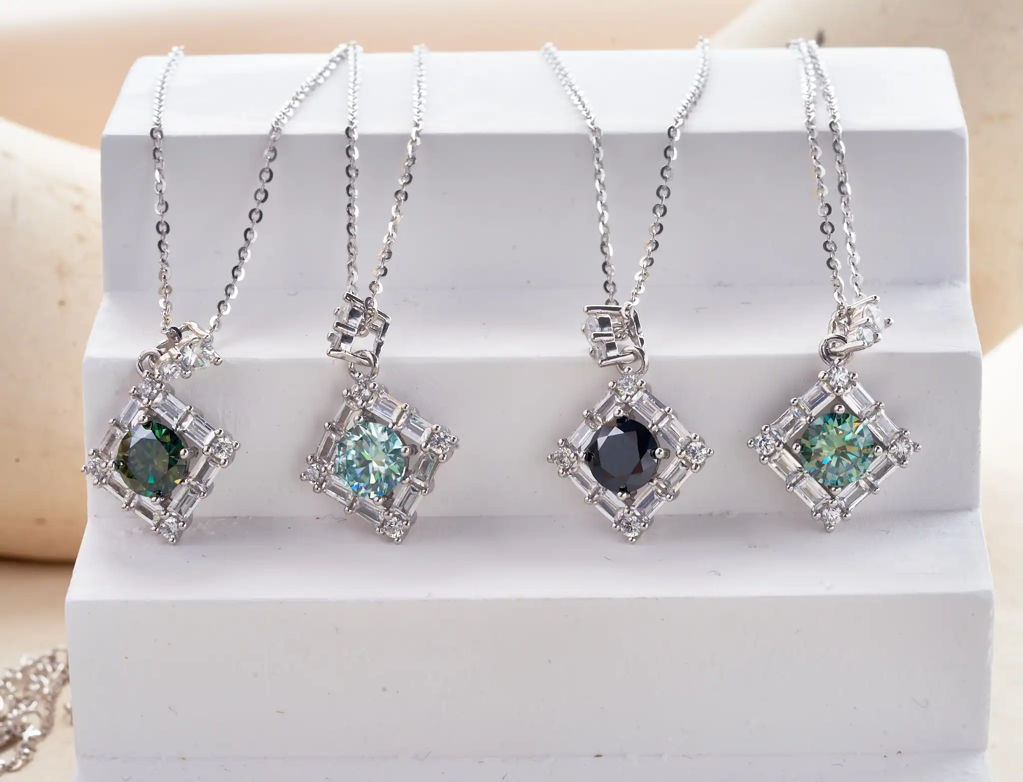 JoiasHome 패션 미니멀리스트 D 컬러, 1ct 모소나이트 실버, s925 파티 스타일, 기하학적 모양, 보석 펜던트 목걸이, 첫 번째 선택