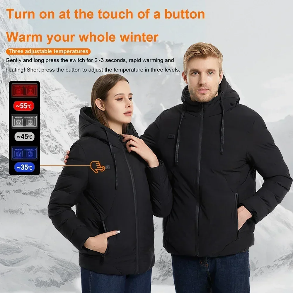 Heated Jacket Heated jacket 4-11 zone smart USB single and double control electric heated Coat winter camping hiking men's hooded Parka 6XL