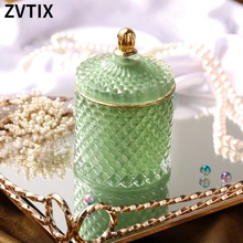 

Nordic Crystal Household Glass Candy Jewelry Trinket Box Cotton Swab Storage Box Jar Lids Desktop Decor Candle Jars For Spices