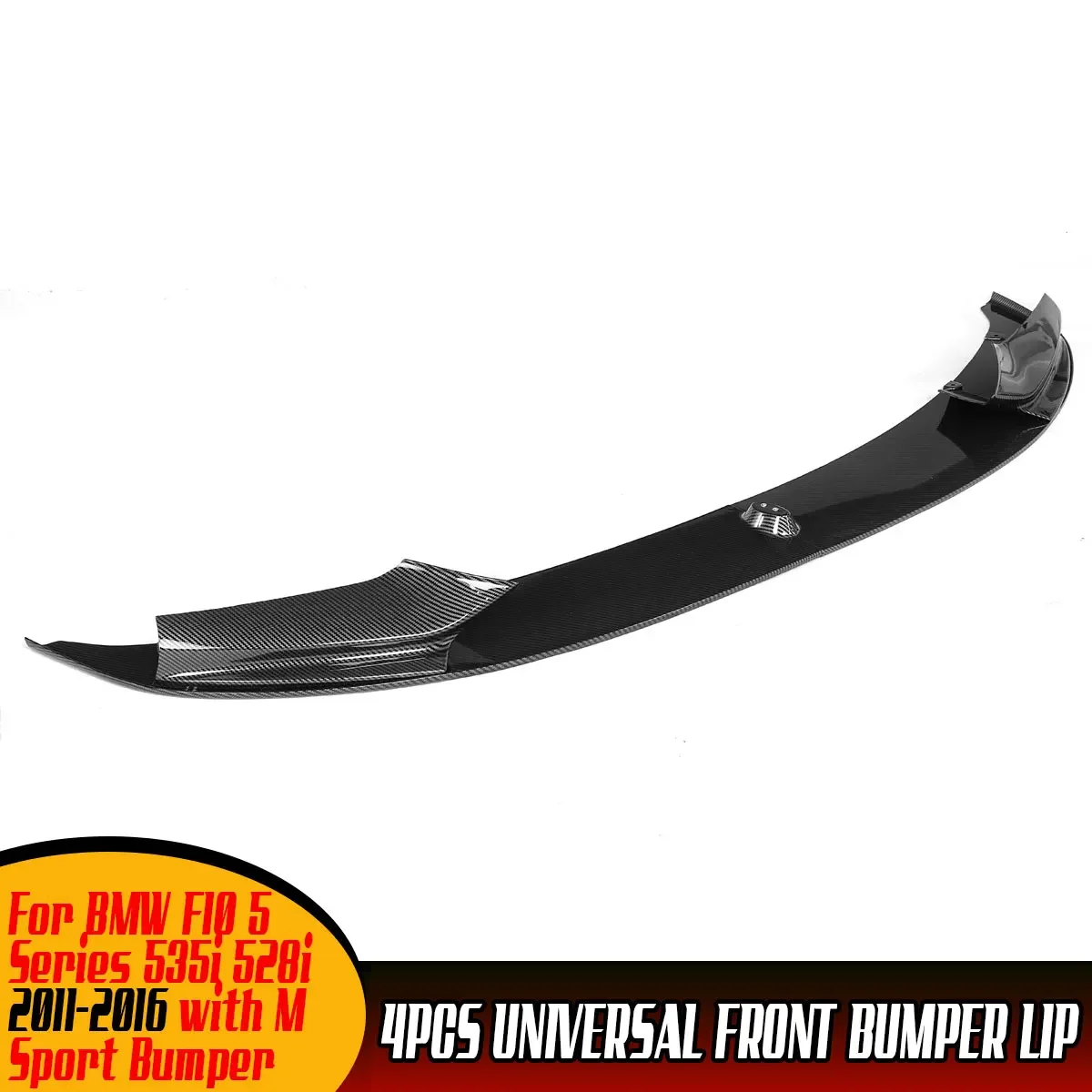 4Pcs Car Front Bumper Splitter Lip Spoiler Extension Body Kit Surround Moulding Cover Per Bmw F10 5 Series 535I 528I 2011-2016