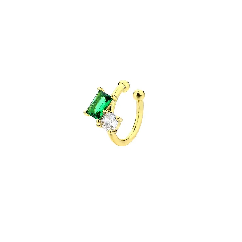 1 Pcs Vintage Green Zircon Ear Clip Earrings for Women Girls Geometric Ear Cuff Party Jewelry Gifts ear clip earrings,clip earrings,ear clip