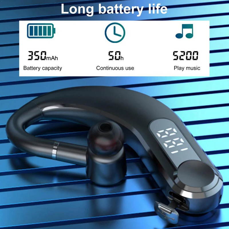 sem Fio Bluetooth 5.2 Fone de Ouvido sem Fio com Microfone Auscultadores Mãos-livres para Telefone Inteligente Led Único Negócio Fone de Ouvido - Image 4