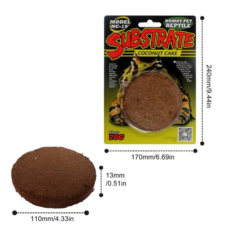 Reptile Coconut Soil Coir Pressed Coconut Fiber Substrate Lizard Tortoise Bedding Soil Mat for Pets