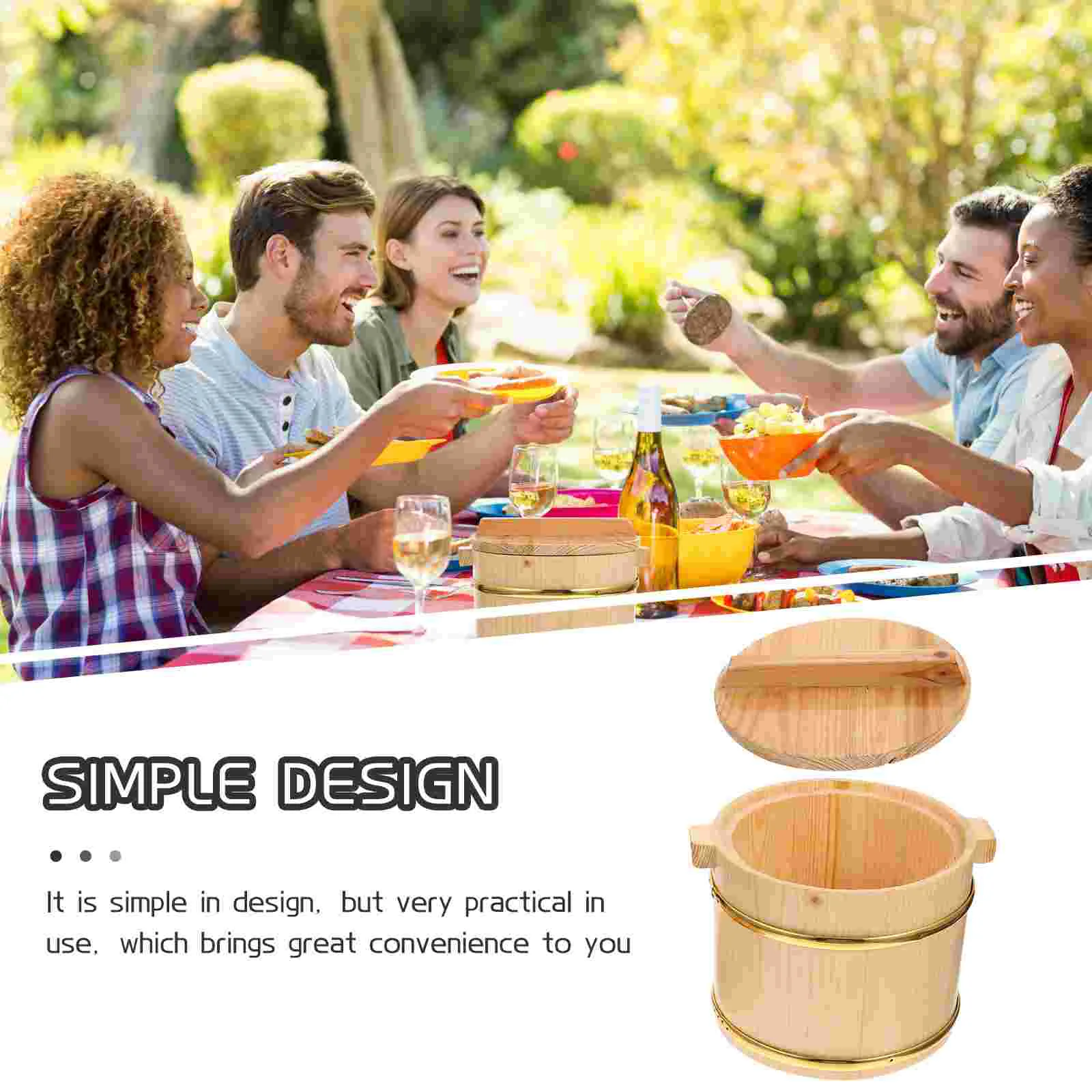 

Rice Sushi Wooden Bowl Bucket Tub Oke Hangiri Mixing Wood Box Japanese Steamer Barrel Serving Food Container Round Tray Basket