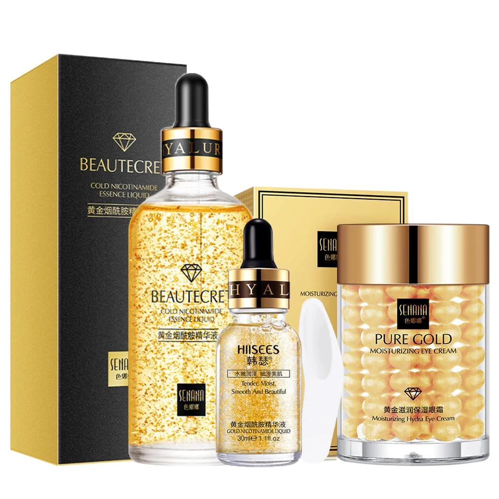 24k Gold Beauty Facial Skin Care Set Hyaluronic Acid Moisturizing