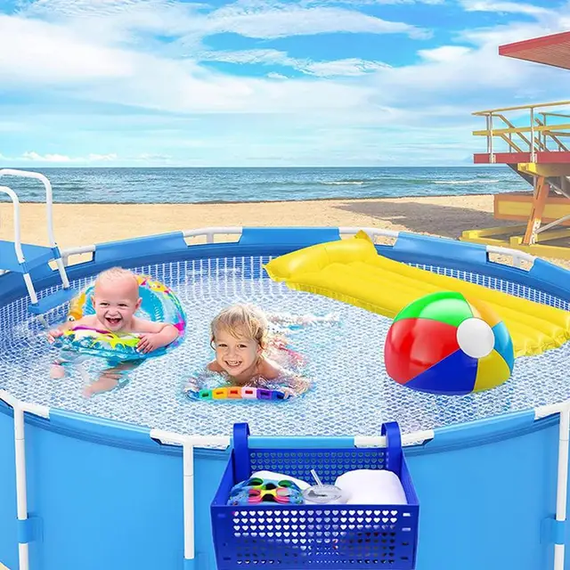 Medence Oldalsó Kosár Tároló Tartó Hordozható, Nyújtható Sovány Fehér Kellékek Fürdőszobák Kiegészítők - Image 3