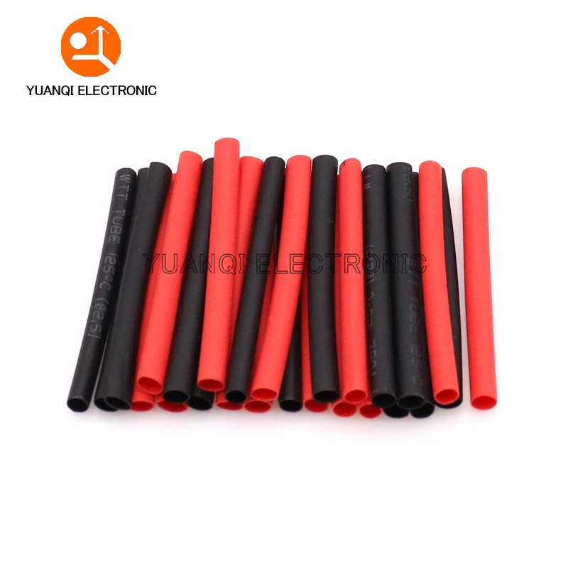 127pcs Heat Shrink Tube Wires Shrinking Wrap Tubing Wire Connect Cover Protection Cable Red Black Waterproof Shrinkable 2:1