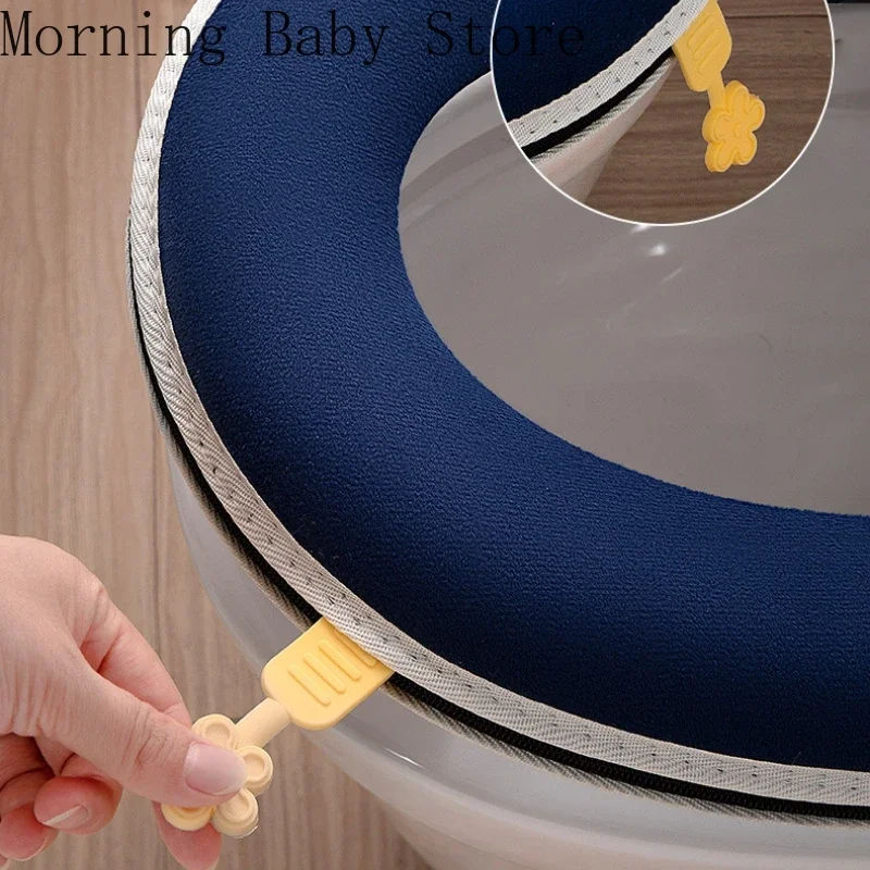 Toilet Seat Cover Mat Warmer Washable Toilet Mat Cover Pad Cushion Soft Cartoon Cat Embroidery Toilet Seat Cover with Zipper Bathroom Accessories