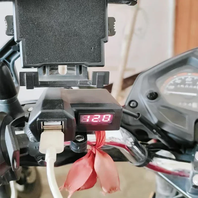 Universal Motorcycle Dual USB Charger Waterproof Motorcycle Mobile Phone Charger Charging Socket For E-Bike Scooter ATV Moped