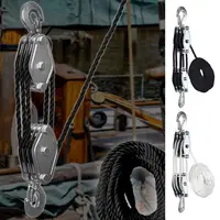 Rope Hoist Pulley System 5:1 Lifting Power 3/8 Rope Hoist Pulley Heavy Duty Multifunctional Rope Pulley With 2200 LBS Breaking 1