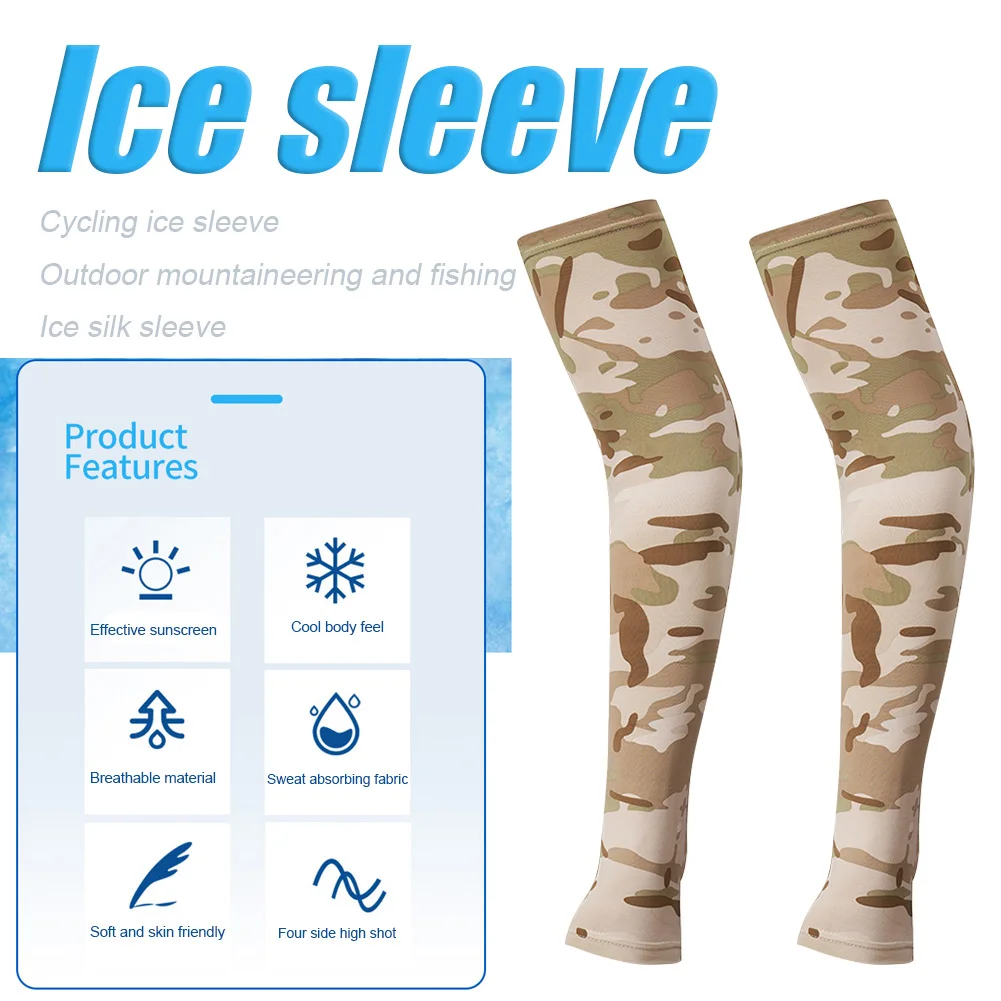 Outdoor Ice Silk Arm Sleeves UV Protection Running Fishing Cycling Sport Sunscreen Cuff Breathable Arm Sleeves