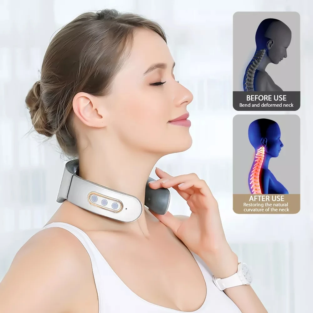 Electric Neck Massager Pulse Back 6 Modes Power Control Far Pain Relief Tool Health Care
