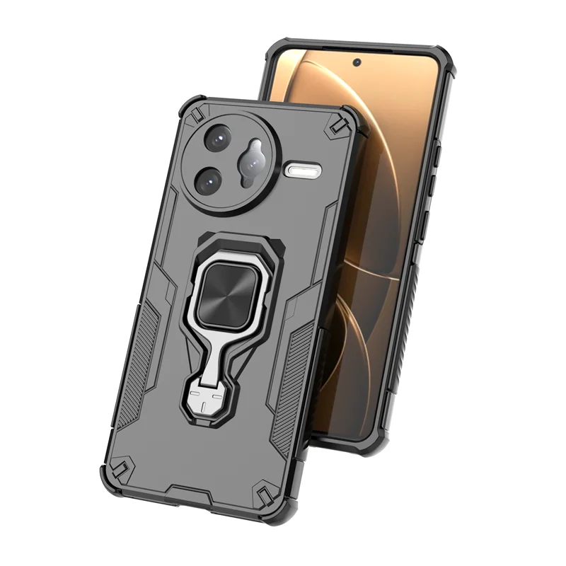 Enhanced Armor Magnetic Ring Holder Phone Case with Camera Protection, Shockproof Design