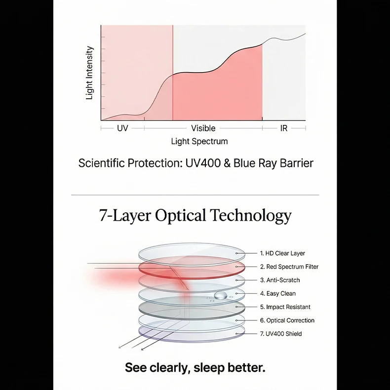 Anti Blue Light Blocking Sleep Glasses Women Men 2026 Computer Gaming Read Red Lens Filter Eyeglasses Change Color Sunglasses