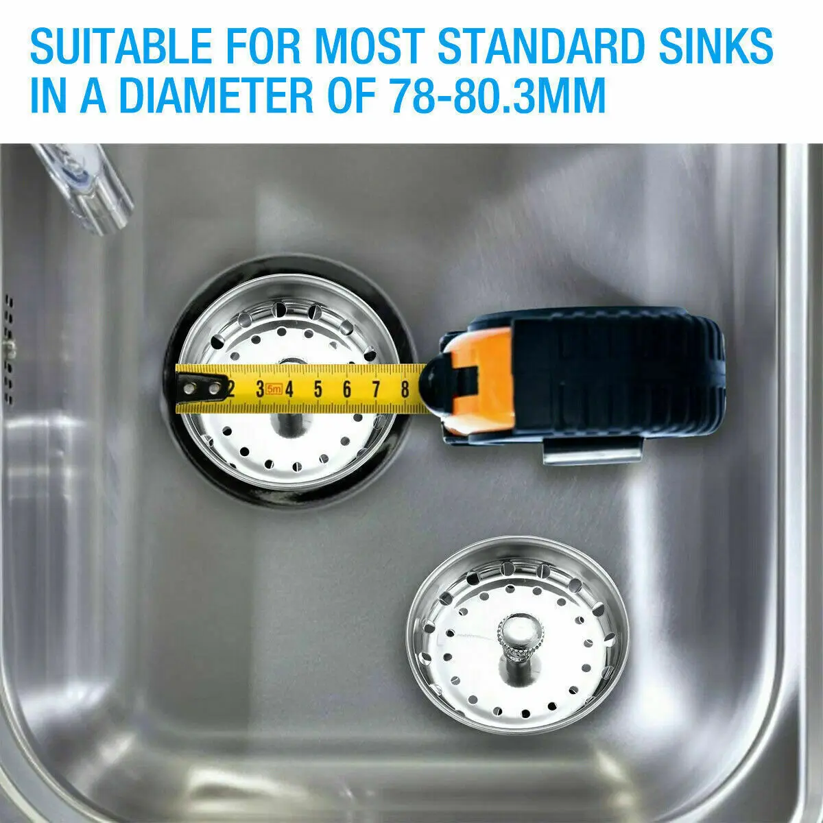 

2 Pack Kitchen Sink Strainer Stopper Stainless Steel Drain Basket Waste Plug