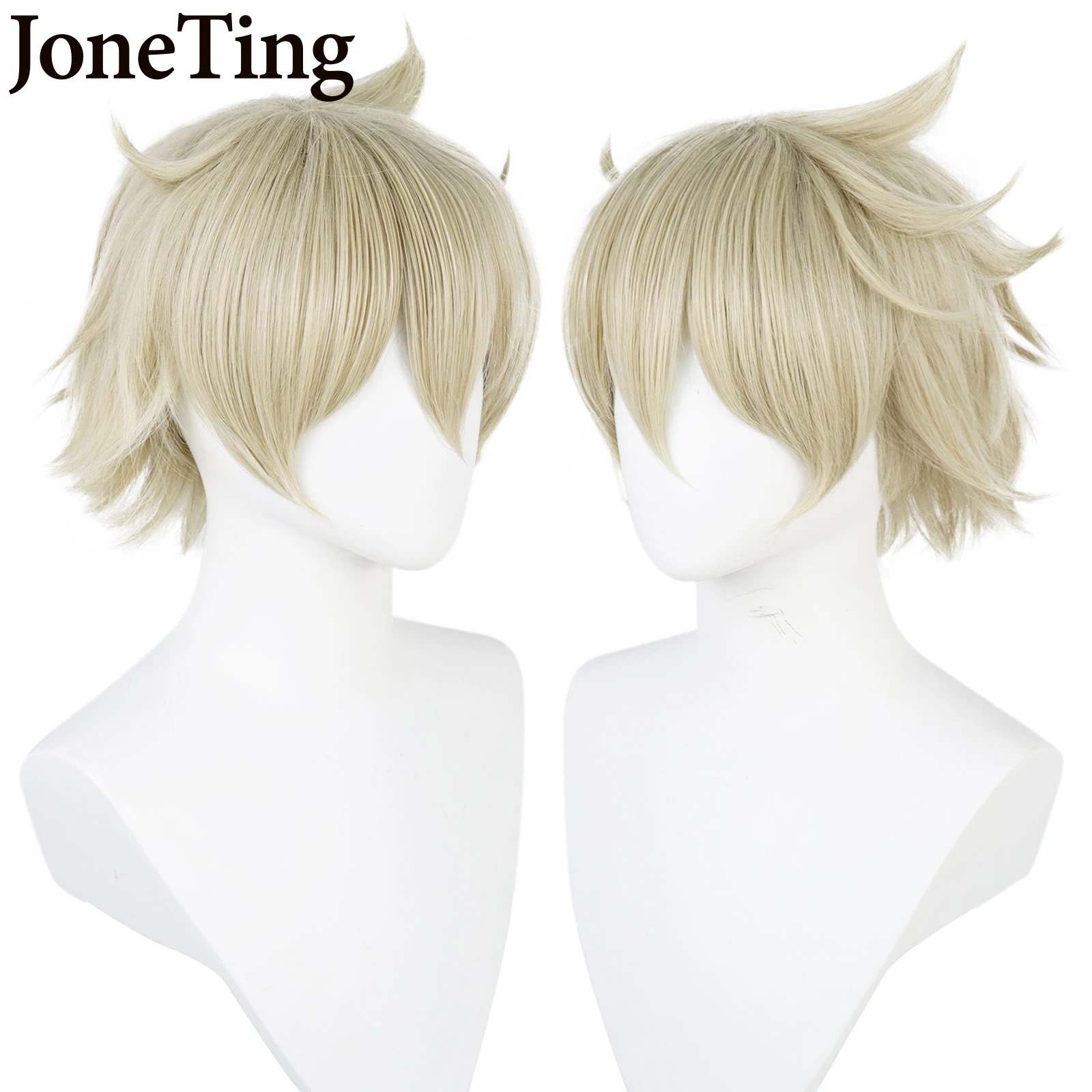 JT Synthetic Bennett Cosplay Wigs Game Genshin Impact Golden Short Heat Resistant Fiber Pelucas Anime Halloween Role Play Party тетрадь 48л кл bennett v1 genshin impact