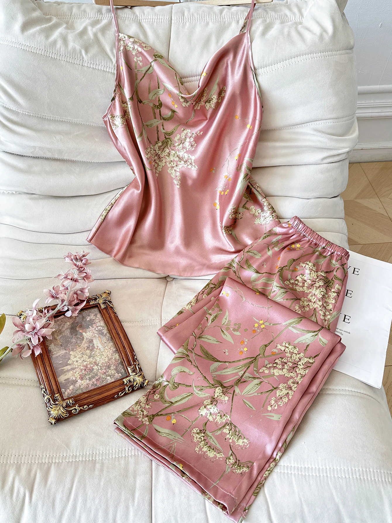 Fashion Cherry Print Women Pajamas Set Elegant Top and Shorts Sleepwear Casual and Comfortable Loungewear for Daily Comfort 1