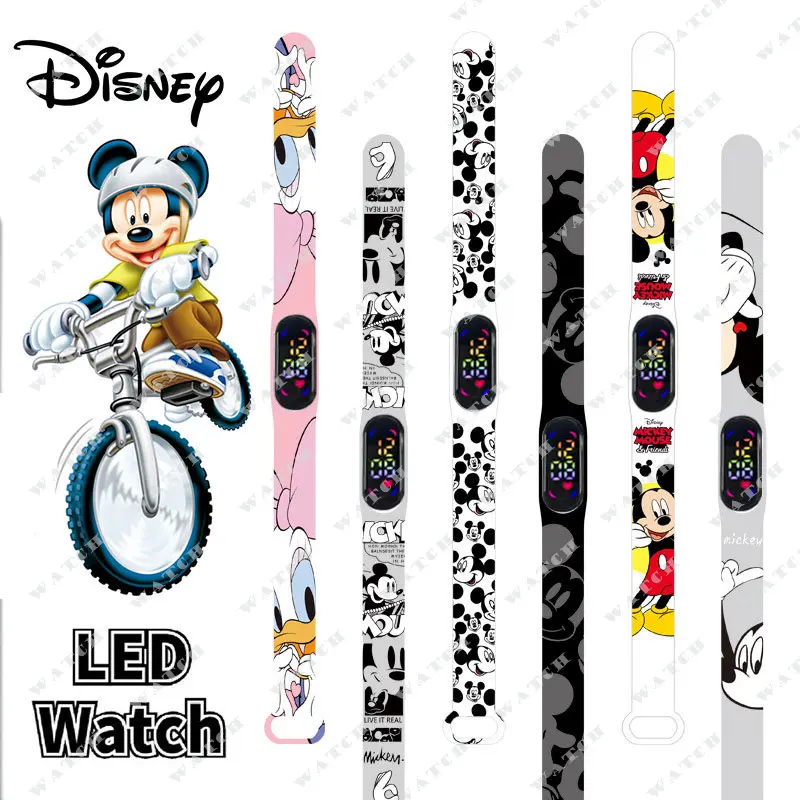 

Disney Mickey Mouse Kids Watches Anime Cartoon Character Luminous Bracelet Watch LED Touch Waterproof Sports Kids Watch Gifts